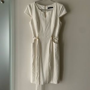 Ellen Tracy White Belted Dress